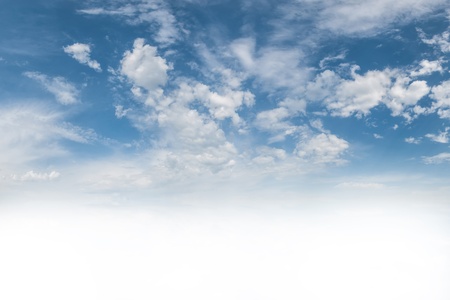 Majestic clouds in blue sky reflection in water, place for your text, for design