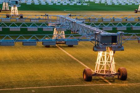 The lighting system at the stadium grassのeditorial素材