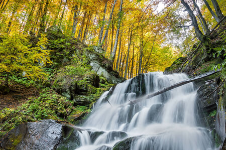 Beautiful waterfall in autumn, long exposureの写真素材