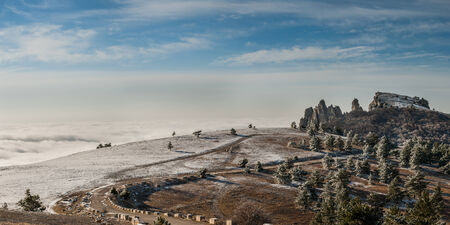 Winter in the high mountains, landscapeの写真素材