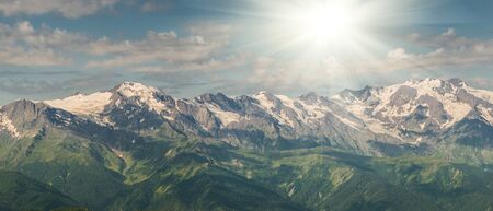 Beautiful landscape with majestic mountains, a perfect place for travelの写真素材