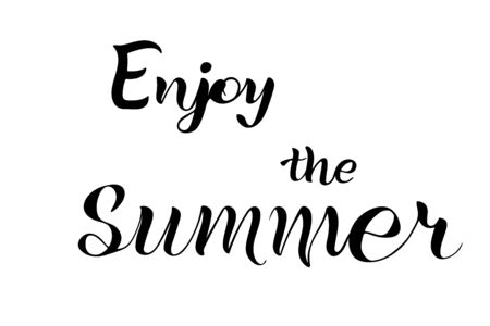 Enjoy the summer lettering hand sketched words. Seasonal logo, greeting card. Latter isolated for decoration. Vectorのイラスト素材