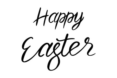Happy easter lettering hand sketched words. Seasonal logo, greeting card. Latter for holiday decorating. Vectorのイラスト素材