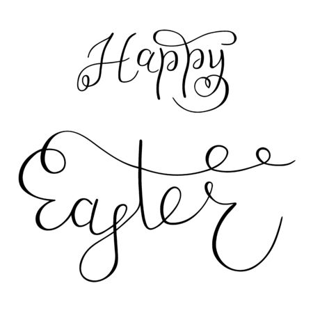 Happy easter lettering hand sketched words. Seasonal logo, greeting card. Latter for holiday decorating.のイラスト素材