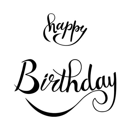 Happy Birthday holiday lettering hand sketched sign. Sign for greeting card and decorating.のイラスト素材