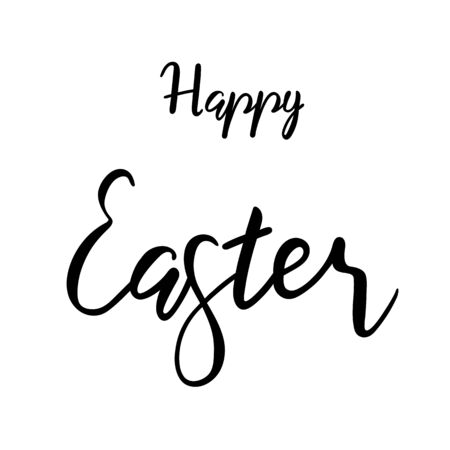 Happy Easter lettering hand sketched sign. Seasonal logo, greeting card. Letter for holiday decorating. Vectorのイラスト素材