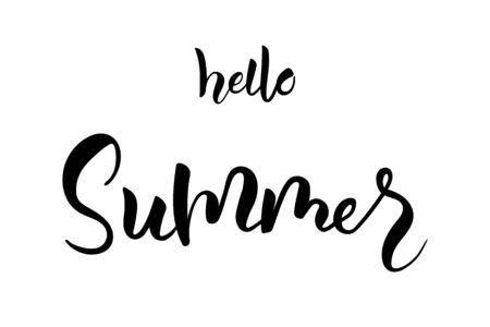 Hello summer lettering hand typography text isolated for greeting card or banner Vector 10 EPSのイラスト素材