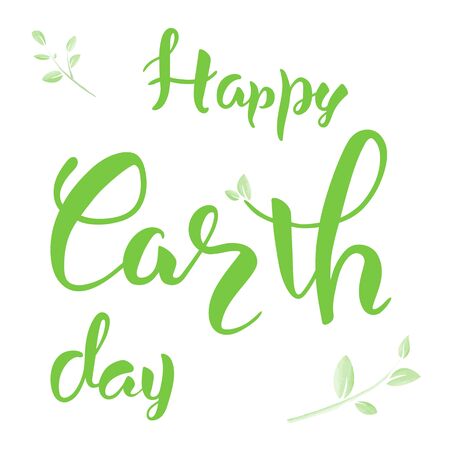 Happy Earth day lettering hand typography text isolated for greeting card or banner. Vector 10のイラスト素材