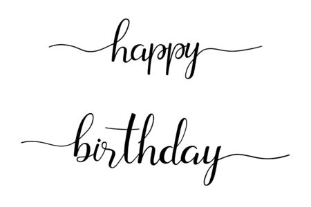 Happy birthday brush hand lettering text isolated for greeting card or banner. Modern calligraphy slogan, vectorのイラスト素材