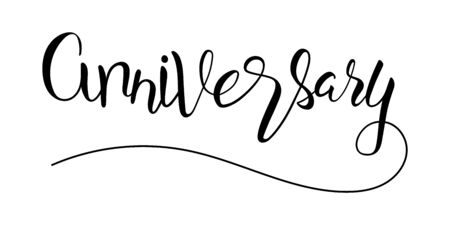 Anniversary brush hand lettering text isolated for greeting card or banner. Modern calligraphy slogan, vectorのイラスト素材