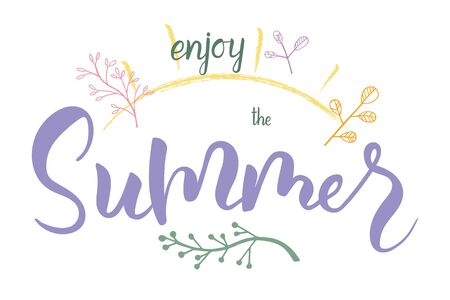 Hello summer lettering hand typography text isolated for greeting card or banner Vectorのイラスト素材