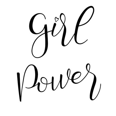 Girl Power brush hand lettering text isolated for greeting card or banner. Modern calligraphy slogan, vector EPS 10のイラスト素材