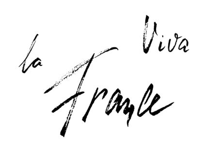 Viva la France hand lettering brush text isolated for national holiday. Greeting card., banner or wallpaper.のイラスト素材