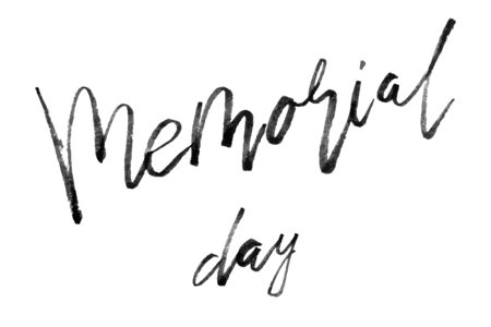 Memorial day hand lettering watercolor brush text isolated for national holiday. Greeting card., banner or wallpaper.のイラスト素材