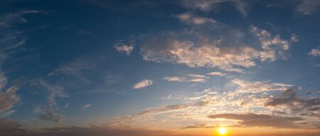 Morning landscape panorama with sunrise and clouds in skyの写真素材