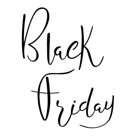 Black friday hand lettering calligraphy text isolated on white for card or banner. Big holidays sale and discount.のイラスト素材