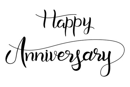 Happy anniversary brush hand lettering text isolated for greeting card or banner. Modern calligraphy, vector EPS 10のイラスト素材