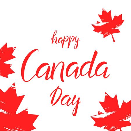 Happy Canada Day day hand lettering calligraphy text isolated for national holiday. Greeting card., banner or wallpaper. Vector 10 EPSのイラスト素材