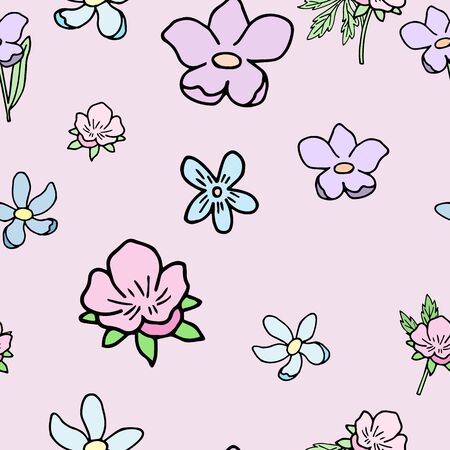 Seamless floral pattern with hand drawing flowers for greeting card decoration.のイラスト素材