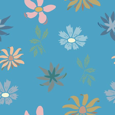 Seamless floral pattern with hand drawing flowers for greeting card decoration.のイラスト素材