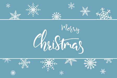 Merry Christmas hand lettering calligraphy text with decoration for greeting card or bannerのイラスト素材