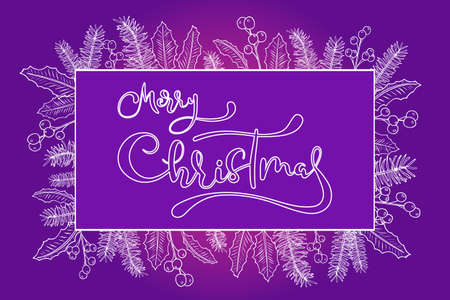 Merry Christmas hand lettering calligraphy text with decoration for greeting card or banner Vector 10 EPSのイラスト素材
