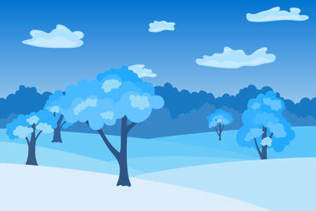 Winter day in lowland on landscape with white snow on fir trees. Vector illustration EPS 10のイラスト素材