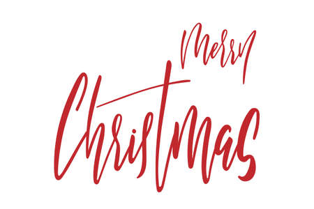 Greeting card with Merry Christmas hand lettering calligraphy isolated text. Vector 10 EPSのイラスト素材