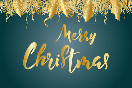Greeting card with Merry Christmas hand lettering calligraphy textのイラスト素材