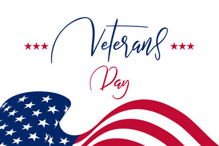 Veterans day brush hand lettering text isolated for greeting card or banner.のイラスト素材