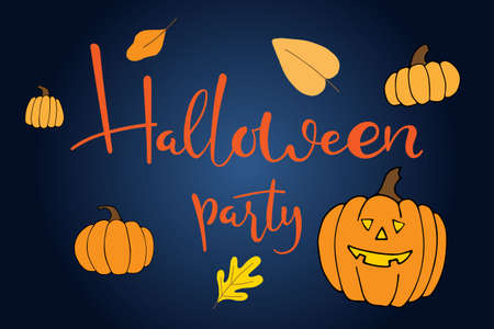 Halloween party hand lettering text for holiday greeting card., Banner or wallpaper.のイラスト素材