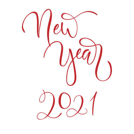 New Year 2021 hand lettering calligraphy text isolated for greetings card design. Holiday banner Vector 10 EPSのイラスト素材