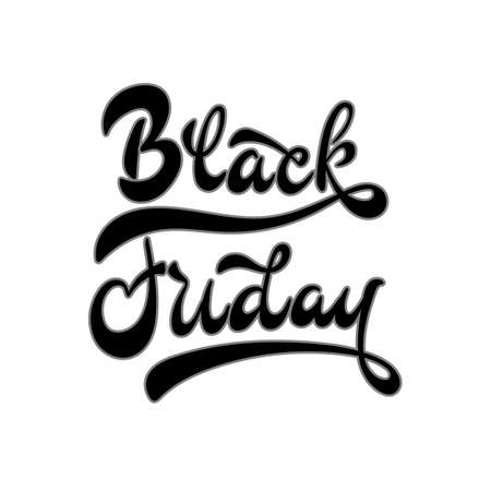 Black friday hand lettering calligraphy text isolated for card or banner. Big holidays sale and discount. Vector 10 EPSのイラスト素材