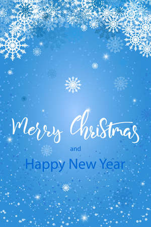 Greeting card with Merry Christmas hand lettering calligraphy text. Holiday banner Vector 10 EPSのイラスト素材