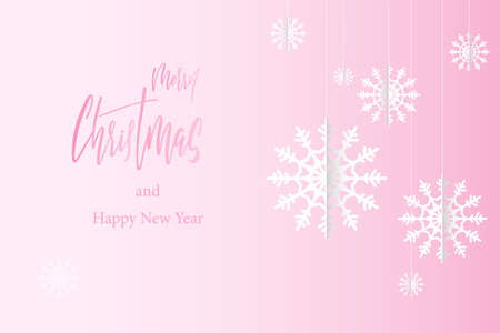 Greeting card with Merry Christmas hand lettering calligraphy text. Holiday banner Vector 10 EPSのイラスト素材