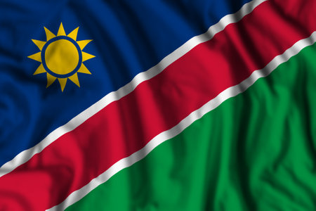 Namibia flag realistic waving for design on independence day or other state holidayの写真素材