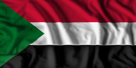 Sudan flag realistic waving for design on independence day or other state holidayの写真素材