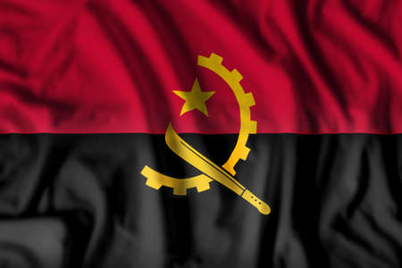 Angola flag realistic waving for design on independence day or other state holidayの写真素材