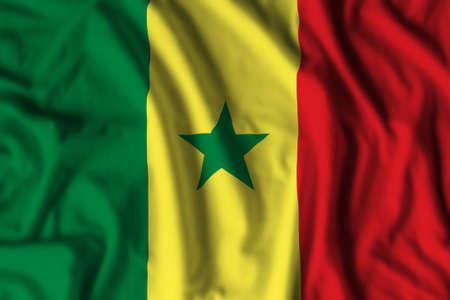 Senegal flag realistic waving for design on independence day or other state holidayの写真素材