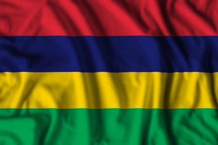 Mauritius flag realistic waving for design on independence day or other state holidayの写真素材