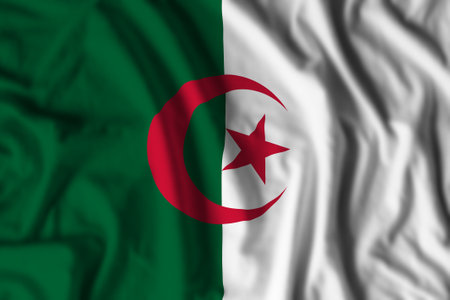 Algeria flag realistic waving for design on independence day or other state holidayの写真素材