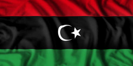 Libya flag realistic waving for design on independence day or other state holidayの写真素材