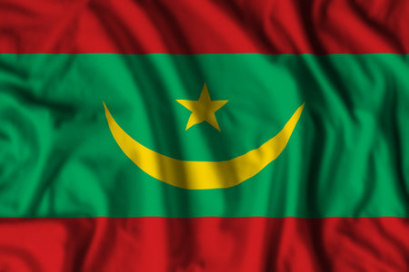 Mauritania flag realistic waving for design on independence day or other state holidayの写真素材