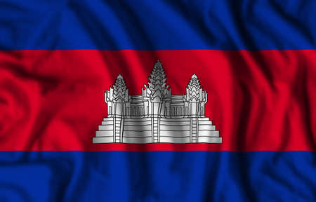 Cambodia flag realistic waving for design on independence day or other state holidayの写真素材