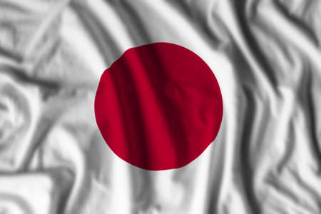 Japan flag realistic waving for design on independence day or other state holidayの写真素材