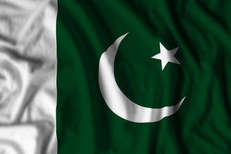 Pakistan flag realistic waving for design on independence day or other state holidayの写真素材