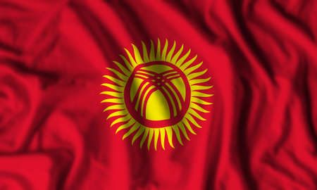 Kyrgyzstan flag realistic waving for design on independence day or other state holidayの写真素材