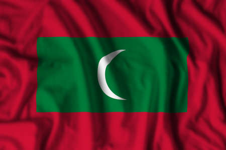 Maldives flag realistic waving for design on independence day or other state holidayの写真素材