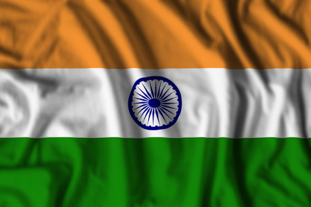 India flag realistic waving for design on independence day or other state holidayの写真素材