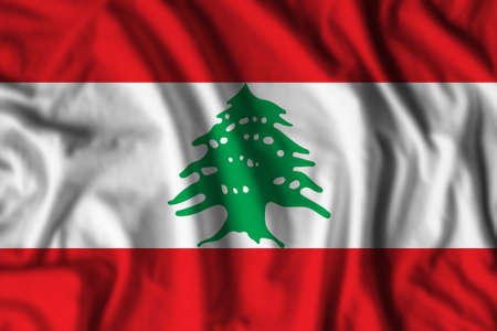 Lebanon flag realistic waving for design on independence day or other state holidayの写真素材